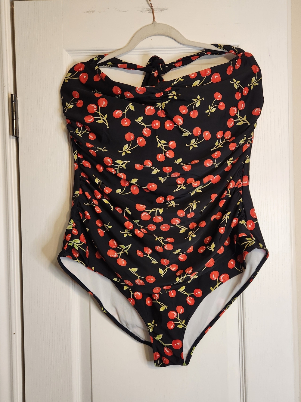Classic Cherry-Print One-Piece Swimsuit - Black/Red